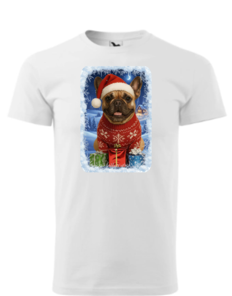 Vánoční tričko s Francouzským buldočkem3